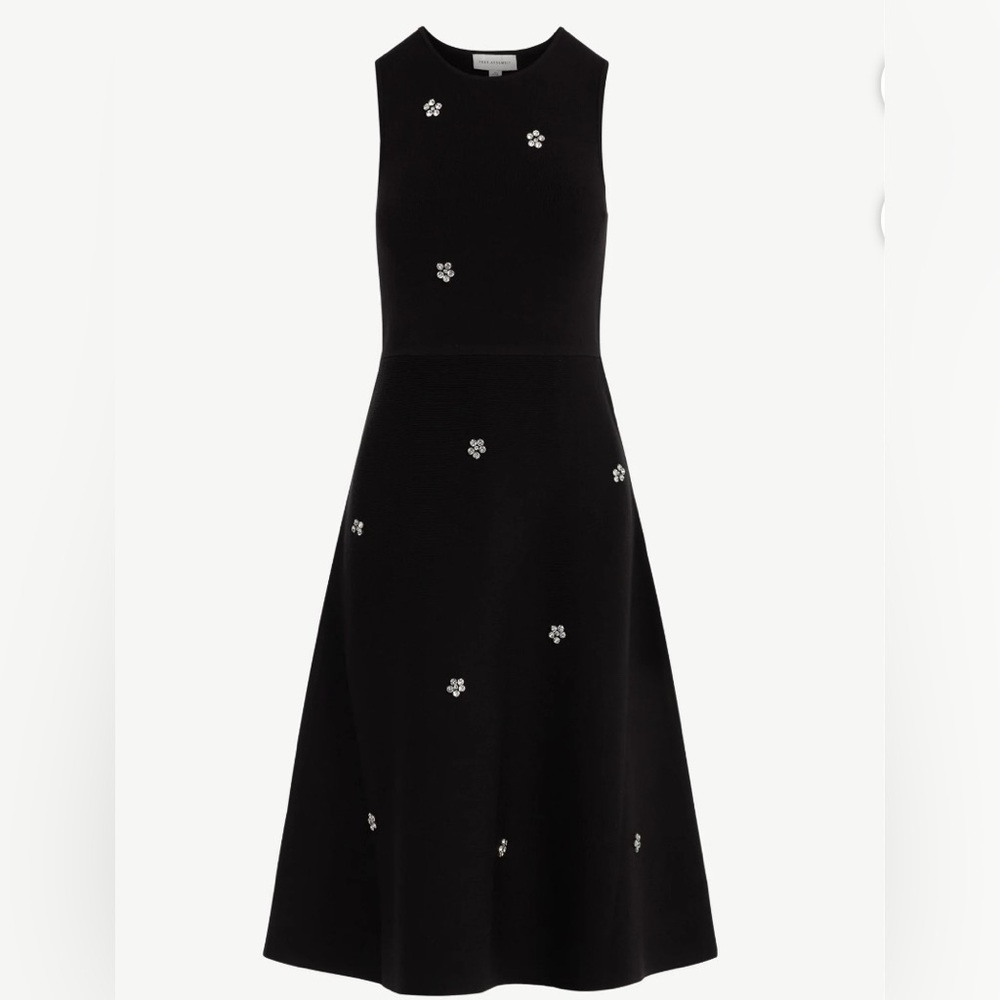 ⚡️NWT Chic Black Midi Dress with Floral Details size  S